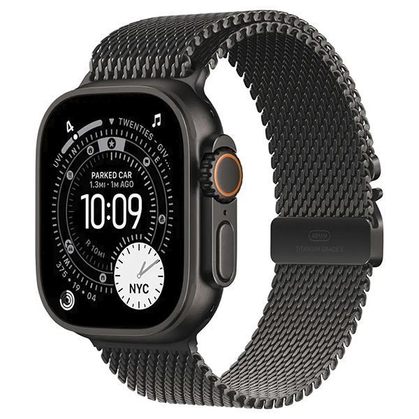 Apple Watch Series Ultra 3 49mm Black Titanium Case with Black Titanium Milanese Loop S
